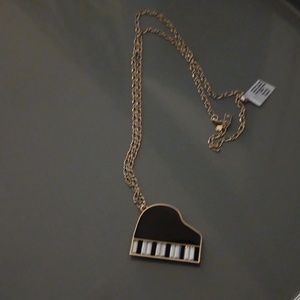 Kate Spade piano pendant long chain necklace and goldtone bracelet GUC
